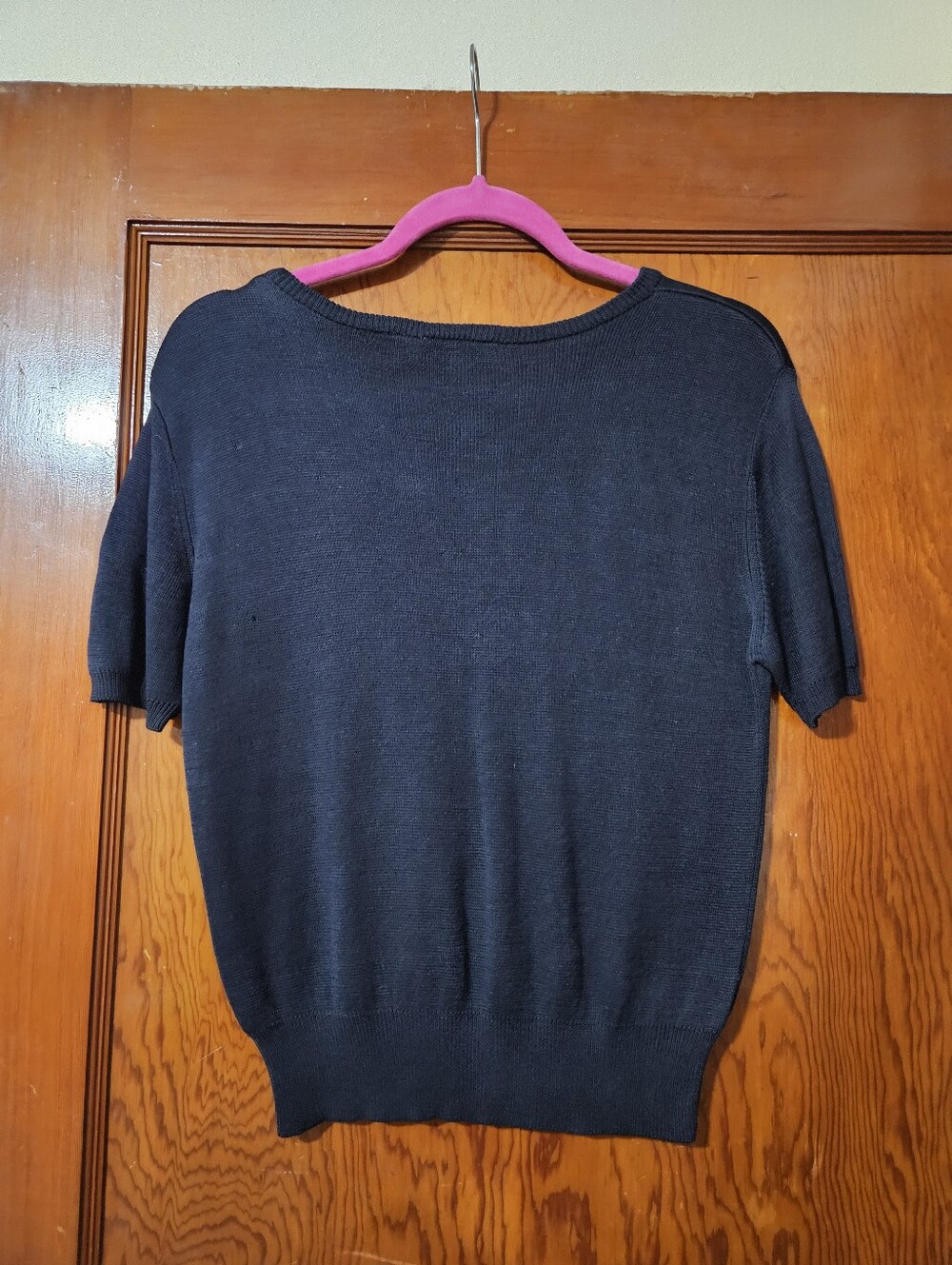 Ann Taylor Navy Blue Short-sleeved 100% Silk Sweater Size M - Picture 6 of 7